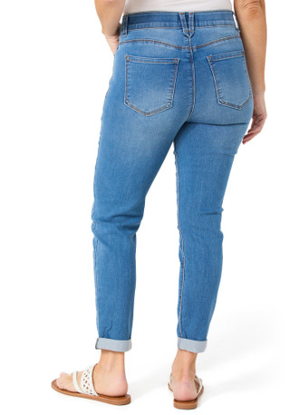 Thumbnail 2: Curve Appeal Women's Comfort Waistband Roll Cuff Skinny Jeans 