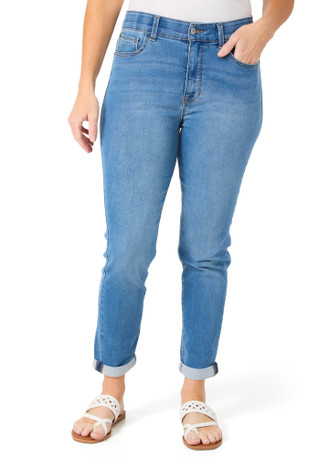 Thumbnail 1: Curve Appeal Women's Comfort Waistband Roll Cuff Skinny Jeans 