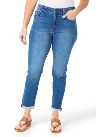 Thumbnail 1: Curve Appeal Women's Comfort Waistband Roll Cuff Skinny Jeans 