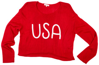 Thumbnail 1: No Comment Juniors USA Script Knit Pullover 