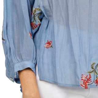 Thumbnail 4: FIGUEROA & FLOWER Women's 3/4 Sleeve Embroidered Button Down Top 