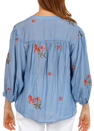 Thumbnail 3: FIGUEROA & FLOWER Women's 3/4 Sleeve Embroidered Button Down Top 