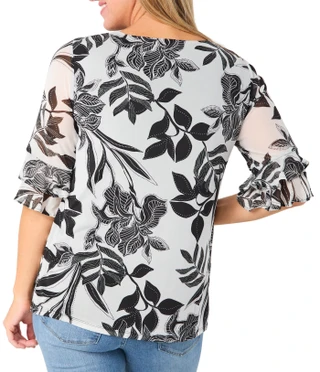 Thumbnail 2: HARPER 241 Women's Short Sleeve 3 Ring Layered Top 