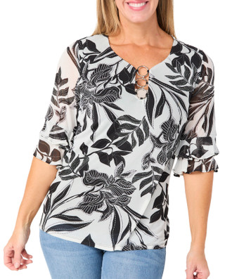 Thumbnail 1: HARPER 241 Women's Short Sleeve 3 Ring Layered Top 