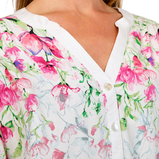 Thumbnail 4: FIGUEROA & FLOWER Women's 3/4 Sleeve Floral Split Neck Button Down Top 