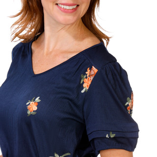 Thumbnail 3: Sapphire Women's Short Sleeve Floral Top 