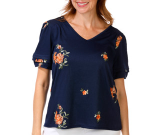 Thumbnail 1: Sapphire Women's Short Sleeve Floral Top 