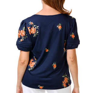 Thumbnail 2: Sapphire Women's Short Sleeve Floral Top 