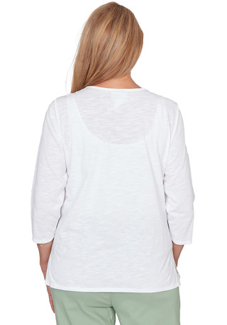 Thumbnail 4: Alfred Dunner Womens 3Q Sleeve Blooming Floral Embroidered Top 