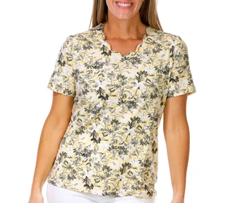 Thumbnail 1: Coral Bay Women's Short Sleeve Scallop Print Top 