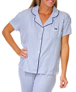 Thumbnail 3: Laura Ashley Women's 2 Pc Long Sleeve Stripe Sleep Set 