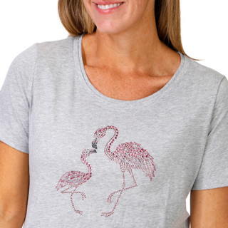 Thumbnail 3: Coral Bay Women's Short Sleeve Double Scoop Flamingo Tee 