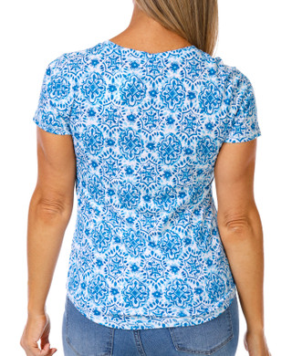 Thumbnail 2: Blue Sol Blue Sol Women's Short Sleeve V Neck Print Top 