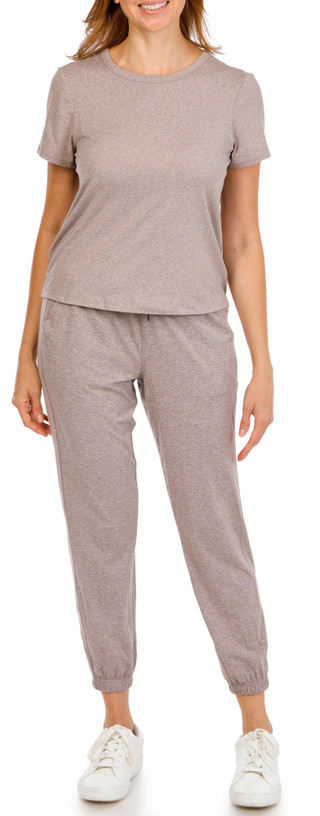 Thumbnail 1: Yogalicious Women's 2 Pc Cationic Jersey Jogger Set 
