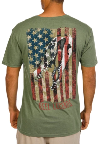 Thumbnail 1: REEL LEGENDS Men's USA Gator Flag T-Shirt 