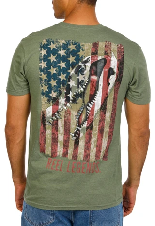 Thumbnail 2: REEL LEGENDS Men's USA Gator Flag T-Shirt 