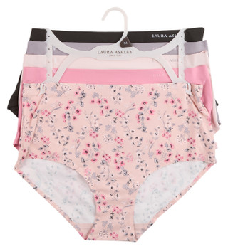 Thumbnail 1: Laura Ashley Women's 5 Pk No Show Mid Brief Panties 