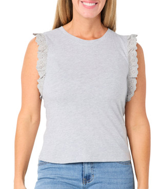 Thumbnail 1: Vince Camuto Women's Eyelet Lace Ruffle Trim Tank Top 