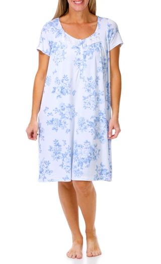 Thumbnail 1: Laura Ashley Women's Blue Toile Sleep Gown 