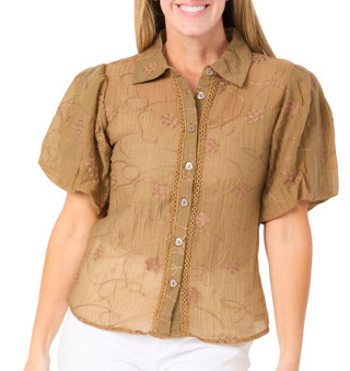 Thumbnail 2: ABS BY ALLEN SCHWARTZ Women's Balloon Sleeve Button Down Top 