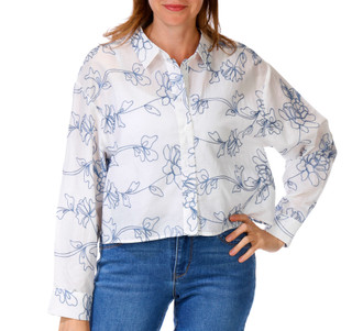 Thumbnail 1: Ellen Tracy Women's Long Sleeve Embroidered Floral Top 