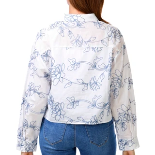 Thumbnail 2: Ellen Tracy Women's Long Sleeve Embroidered Floral Top 