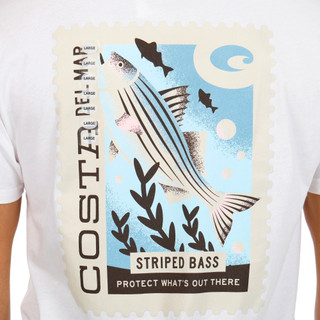 Thumbnail 4: COSTA Men's Short Sleeve Postal Stamp Striped Bass Graphic Tee 