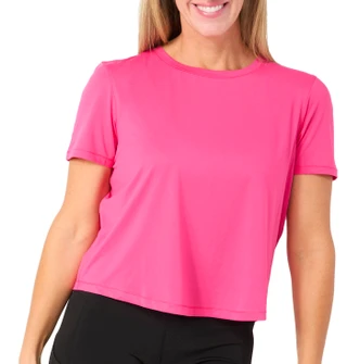 Thumbnail 2: 90 DEGREE BY REFLEX Women's Short Sleeve Cropped Mesh Top 
