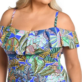 Thumbnail 5: La Blanca Plus Neon Off Shoulder One Piece Swimsuit 