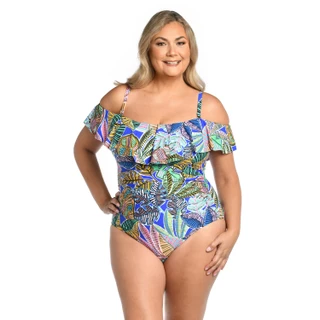 Thumbnail 1: La Blanca Plus Neon Off Shoulder One Piece Swimsuit 