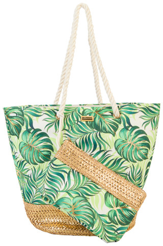 Thumbnail 1: Caribbean Joe Palm Leaf Straw Beach Tote Bag 