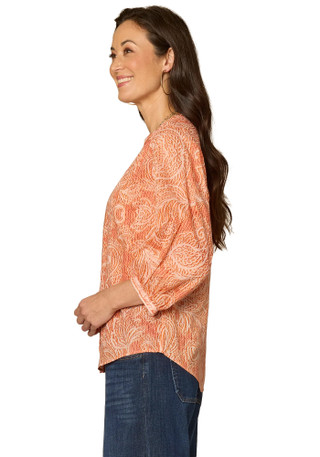 Thumbnail 8: Democracy Women's 3/4 Sleeve Stand Collar Woven Top 