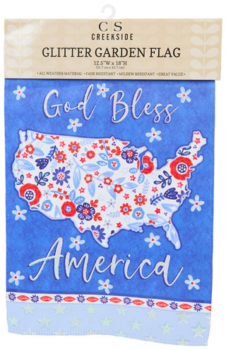 Thumbnail 1: Carson Home Accents God Bless America Glitter Garden Flag 