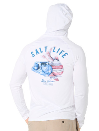 Thumbnail 2: Salt Life Men's Outdoor Long Sleeve Hooded Performance Shirt 