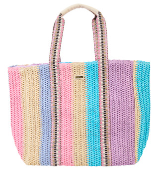 Thumbnail 1: Sun N' Sand Stripe Crochet Beach Tote Bag 