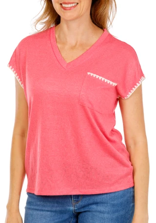 Thumbnail 1: BOBEAU Women's Whip Stitch V-Neck Top 