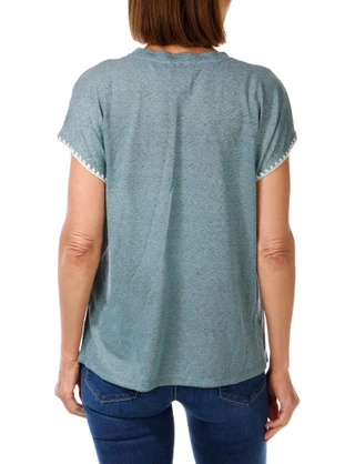 Thumbnail 2: BOBEAU Women's Whip Stitch V-Neck Top with Pocket 