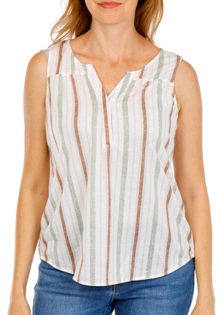 Thumbnail 4: Love Potion Women's Petite Button Back Striped Top 