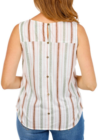 Thumbnail 2: Love Potion Women's Petite Button Back Striped Top 