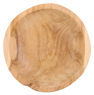 Thumbnail 3: TRIOBRO 10x5 Natural Pedestal Decorative Teak Bowl 