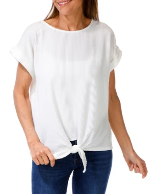 Thumbnail 1: Set The Stage Women's Ribbed Tie Front Top 