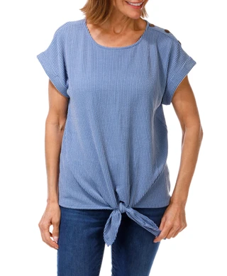 Thumbnail 1: Set The Stage Women's Ribbed Tie Front Top 