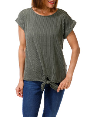 Thumbnail 2: Set The Stage Women's Ribbed Tie Front Top 