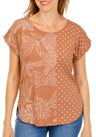 Thumbnail 2: Anneliese Women's Tropical & Polka Dot Block Top 