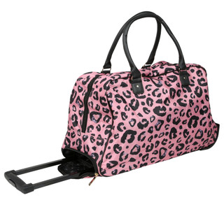 Thumbnail 2: Juicy Couture Large Pink Leopard Rolling Duffel Bag 