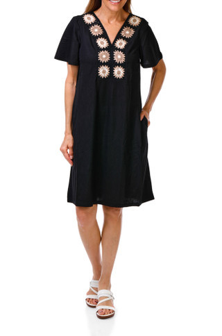 Thumbnail 1: Nina Leonard Women's Solid Crochet Dress  