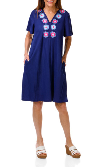 Thumbnail 1: Nina Leonard Women's Solid Crochet Dress  