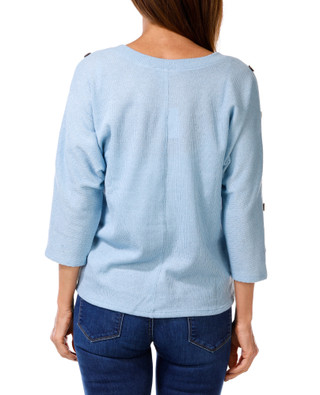 Thumbnail 2: 3RD + Malt Women's Petite V-Neck Button Sleeve Top 