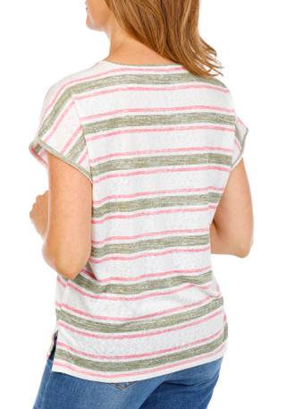 Thumbnail 2: BOBEAU Women's Striped Cap Sleeve Top 