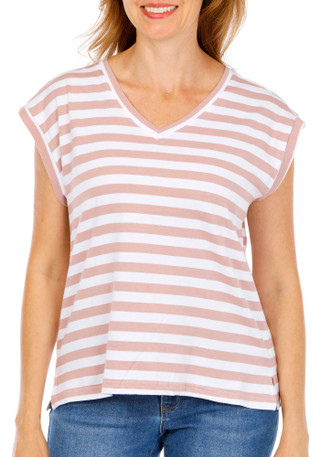 Thumbnail 1: FARMERS MARKET Women's Sleeveless Striped V-Neck Tee 